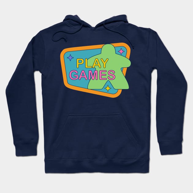 90s Colorful Retro Board Game Meeple Hoodie by Beam Geeks